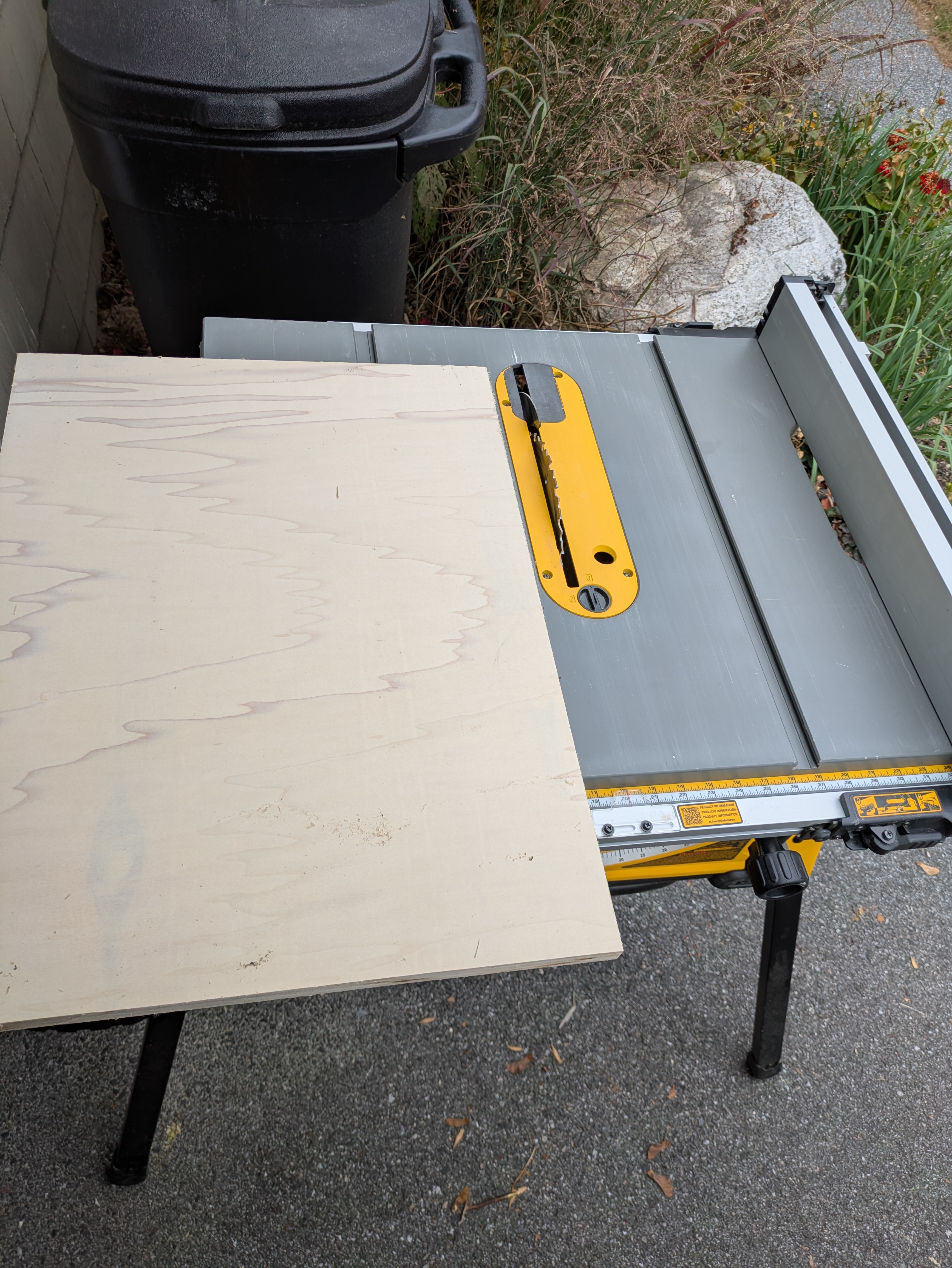 Cutting the platform to size on the table saw