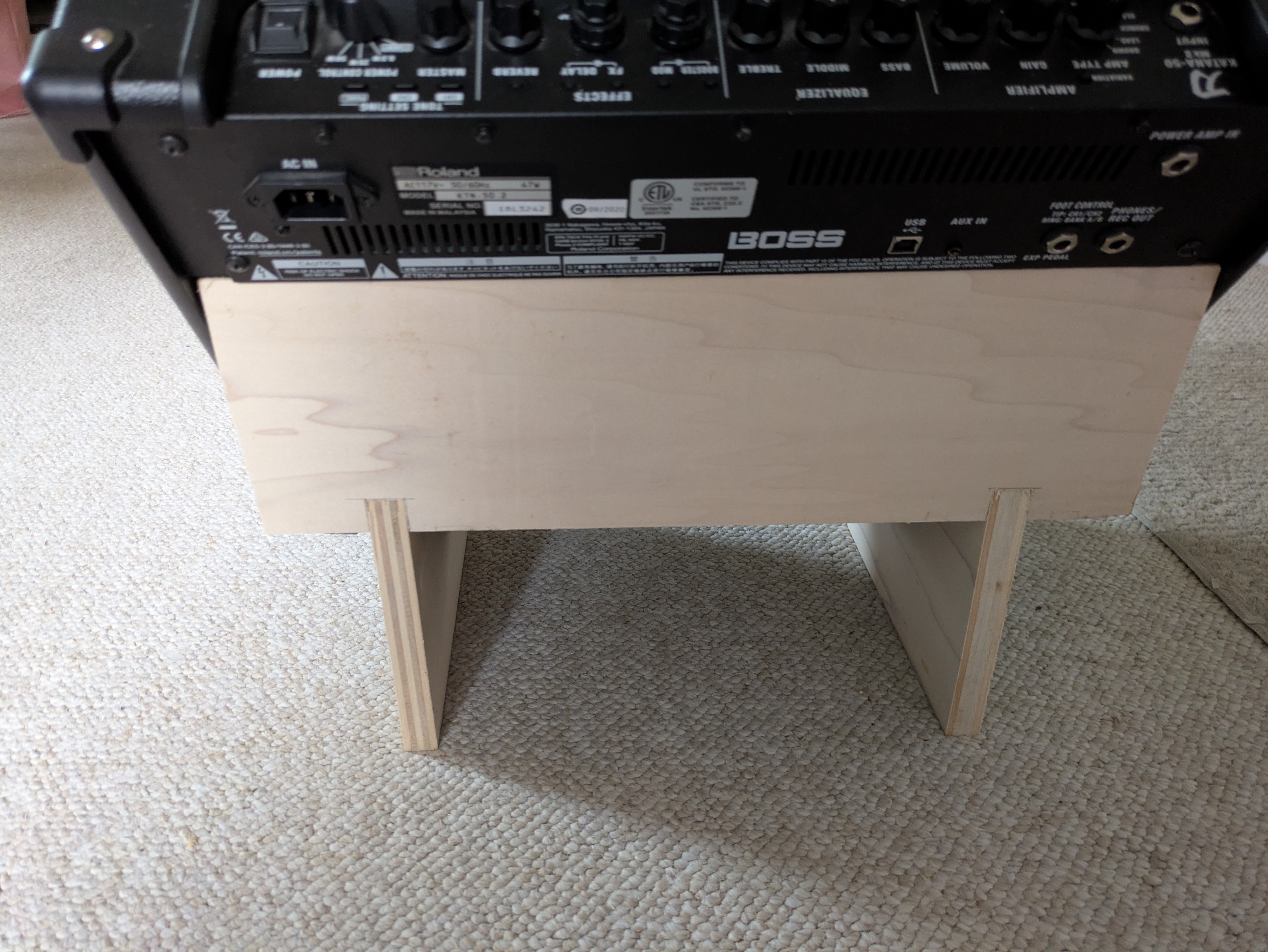 The amp on the stand, from the back