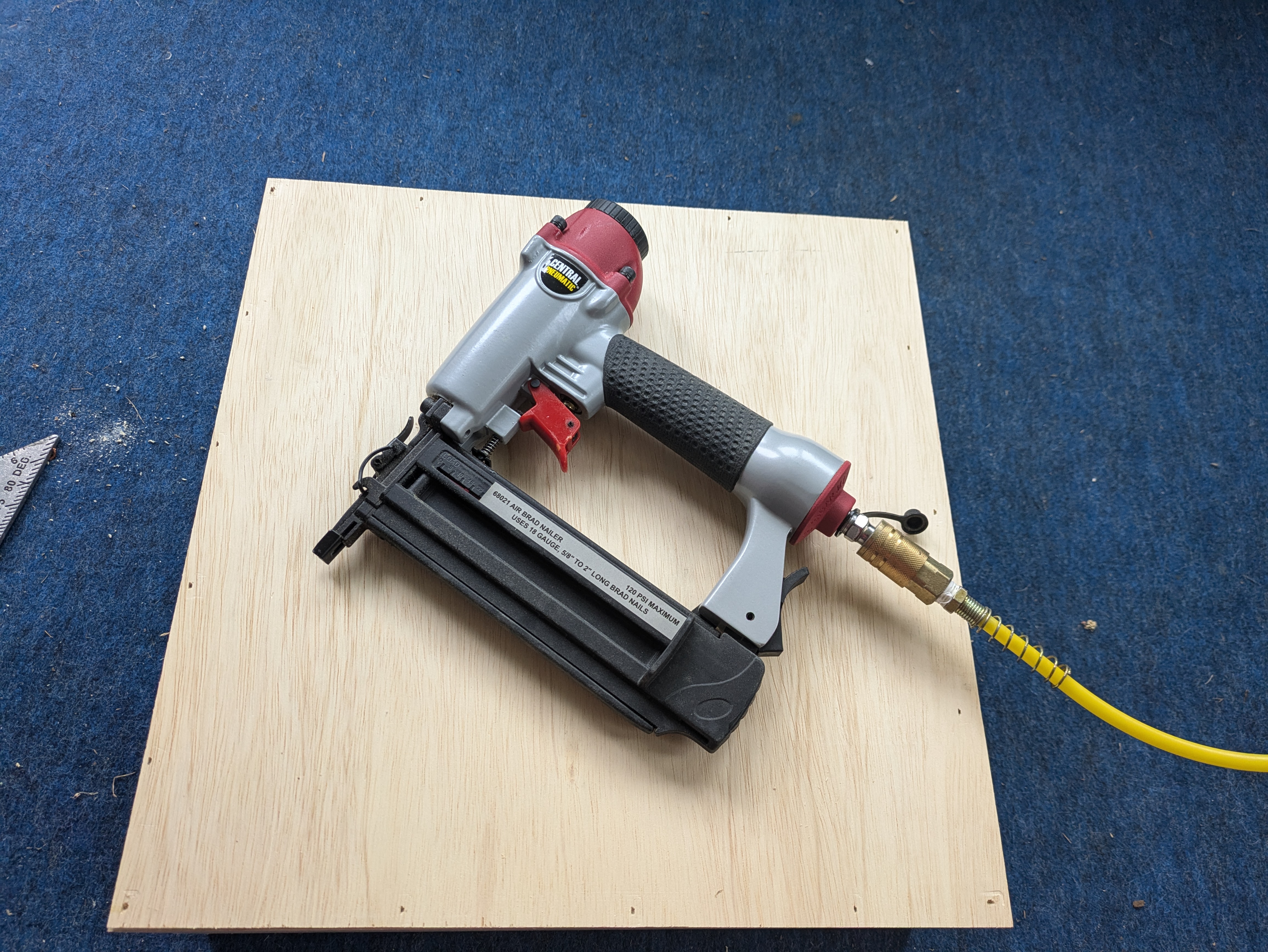 Brad nailer on top of the drawer