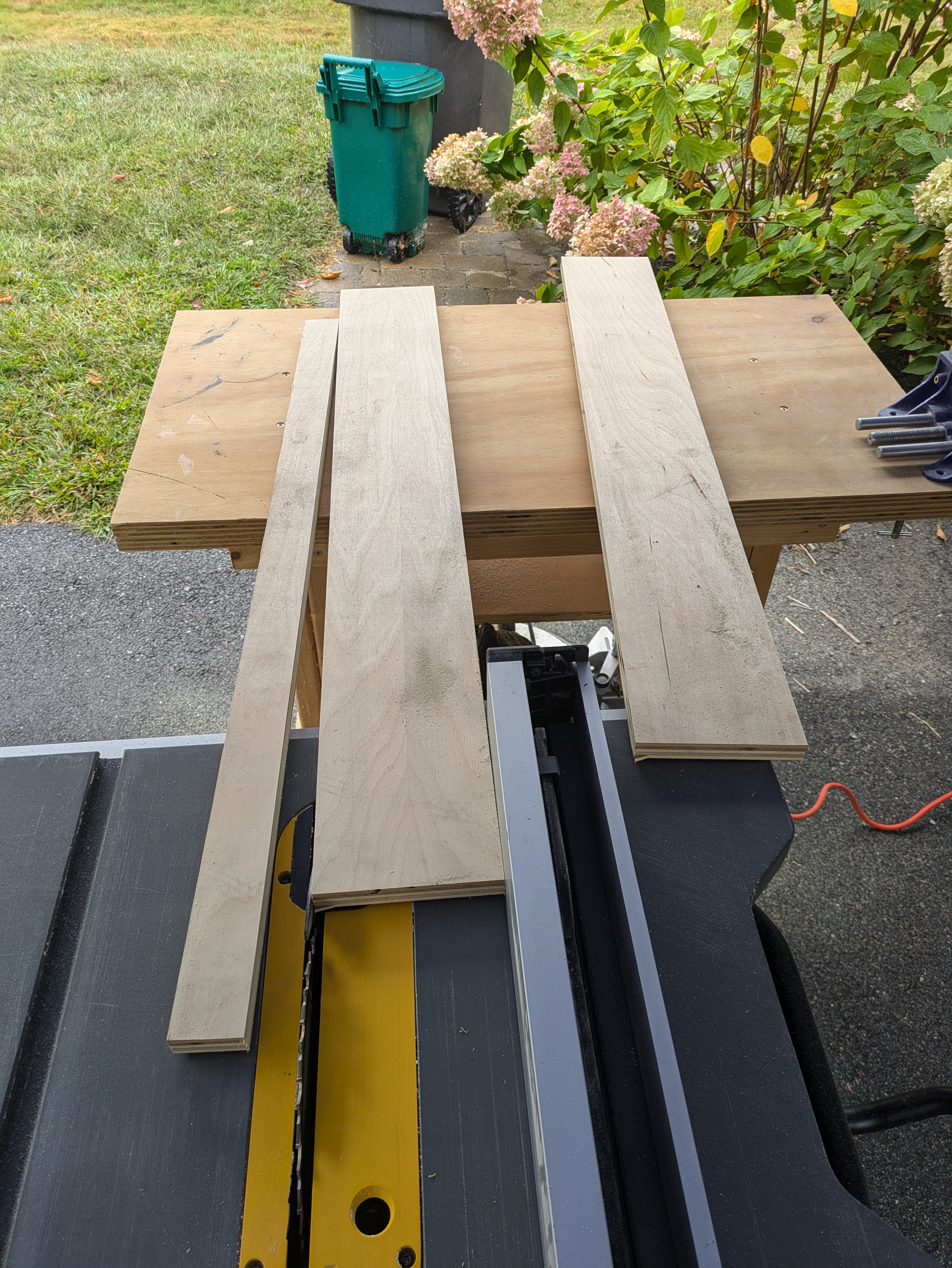 Ripping plywood to the height of the drawer