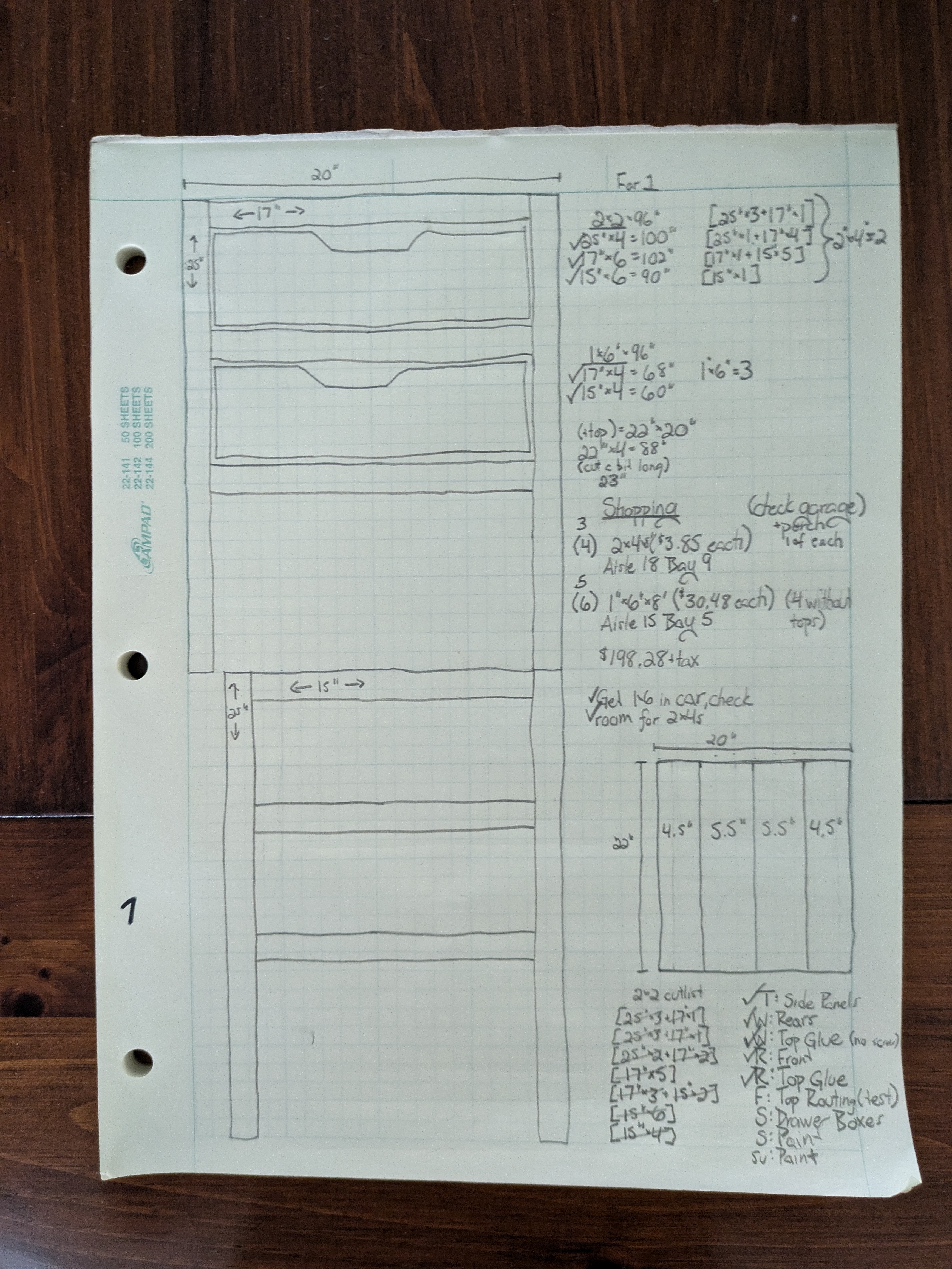 End table design on paper