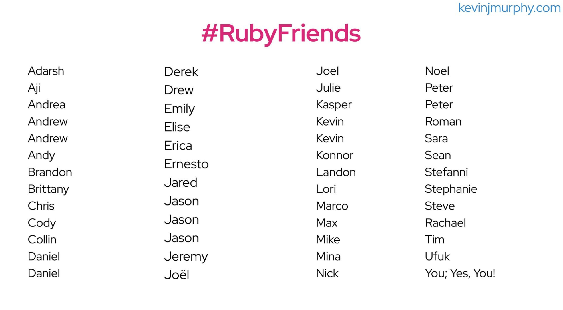 Ruby Friends compiled from years of conference attendance