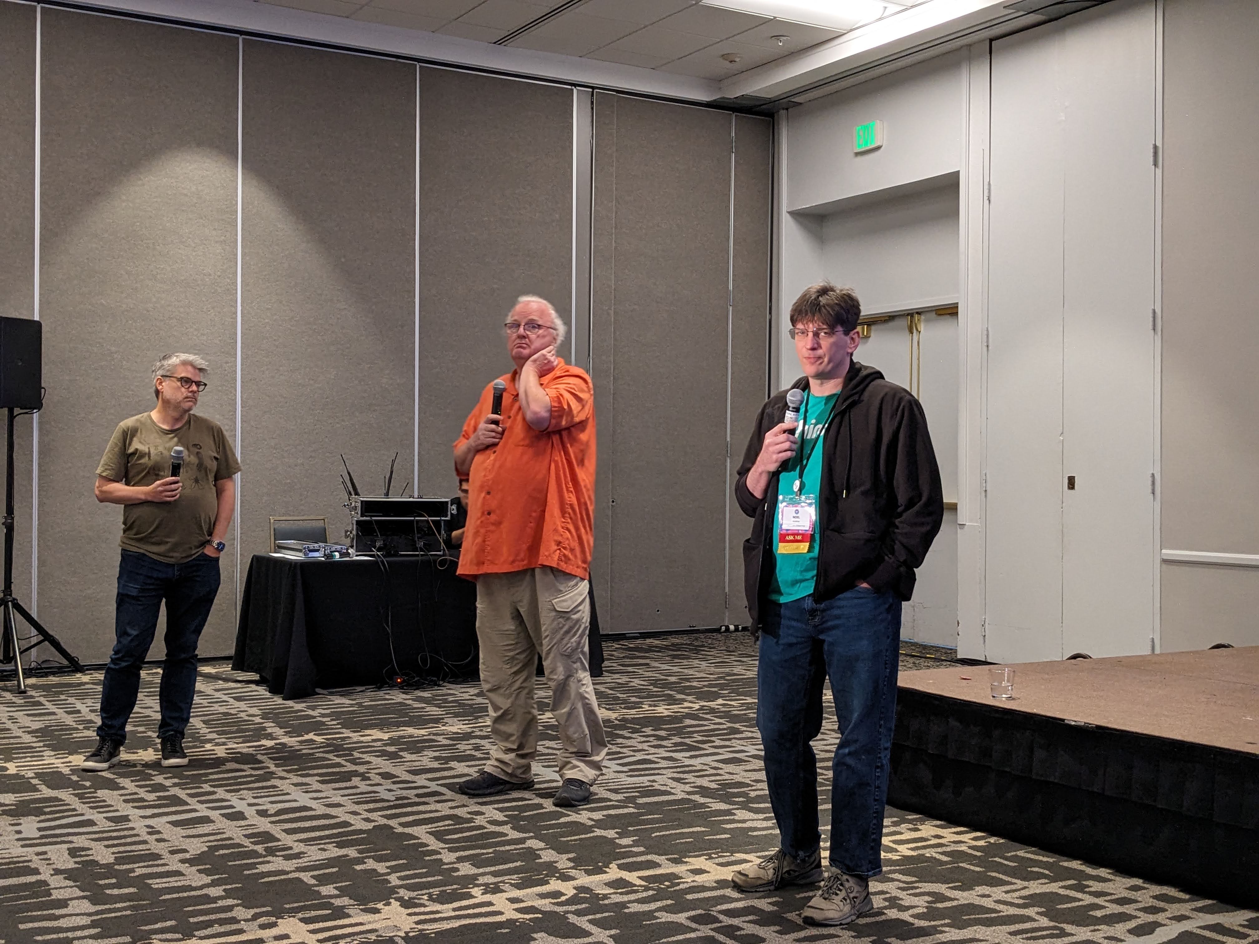 Noel Rappin, Dave Thomas, and Dave Copeland at RubyConf 2023