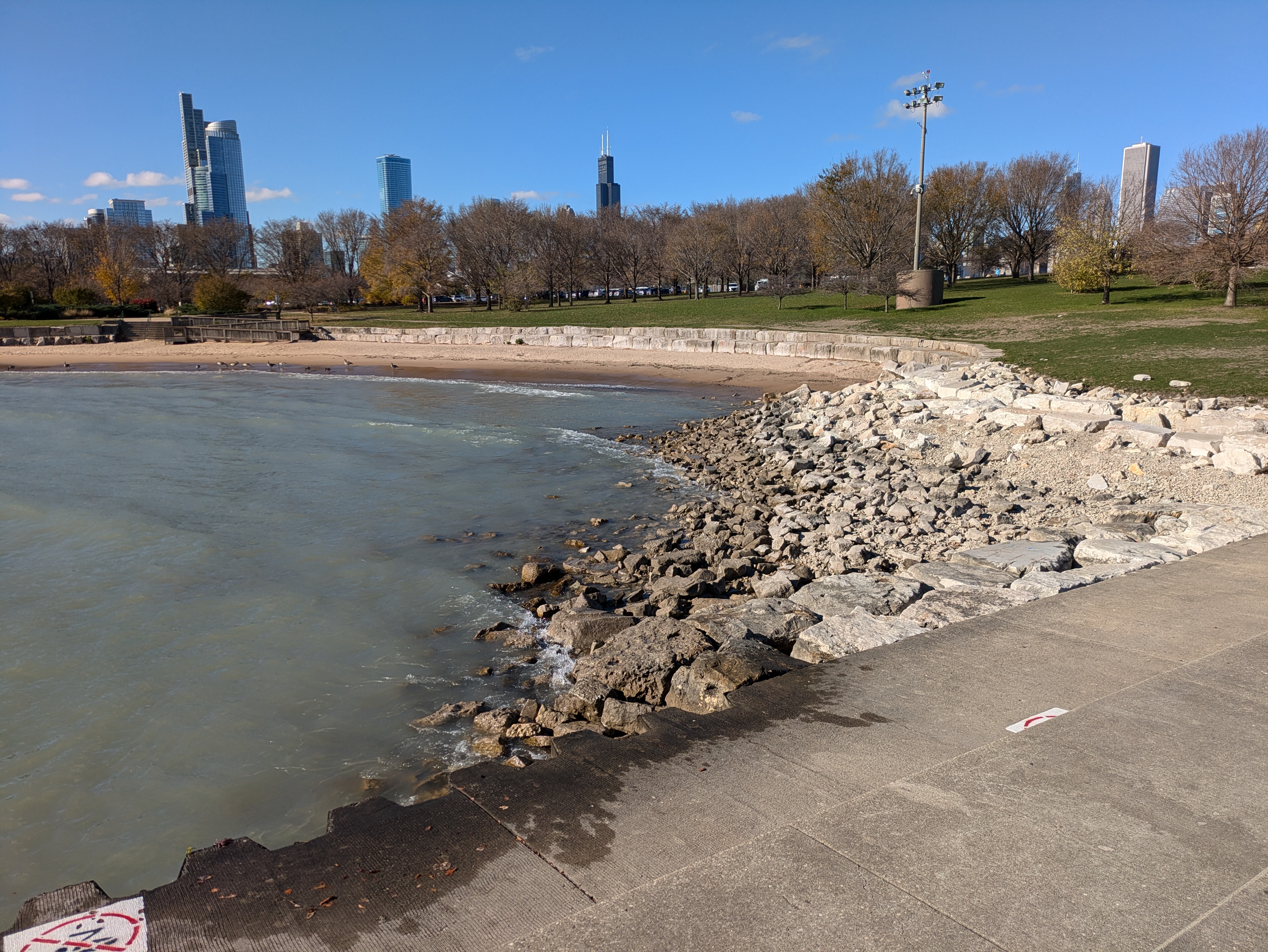 A beach on the shore of Lake Michigan