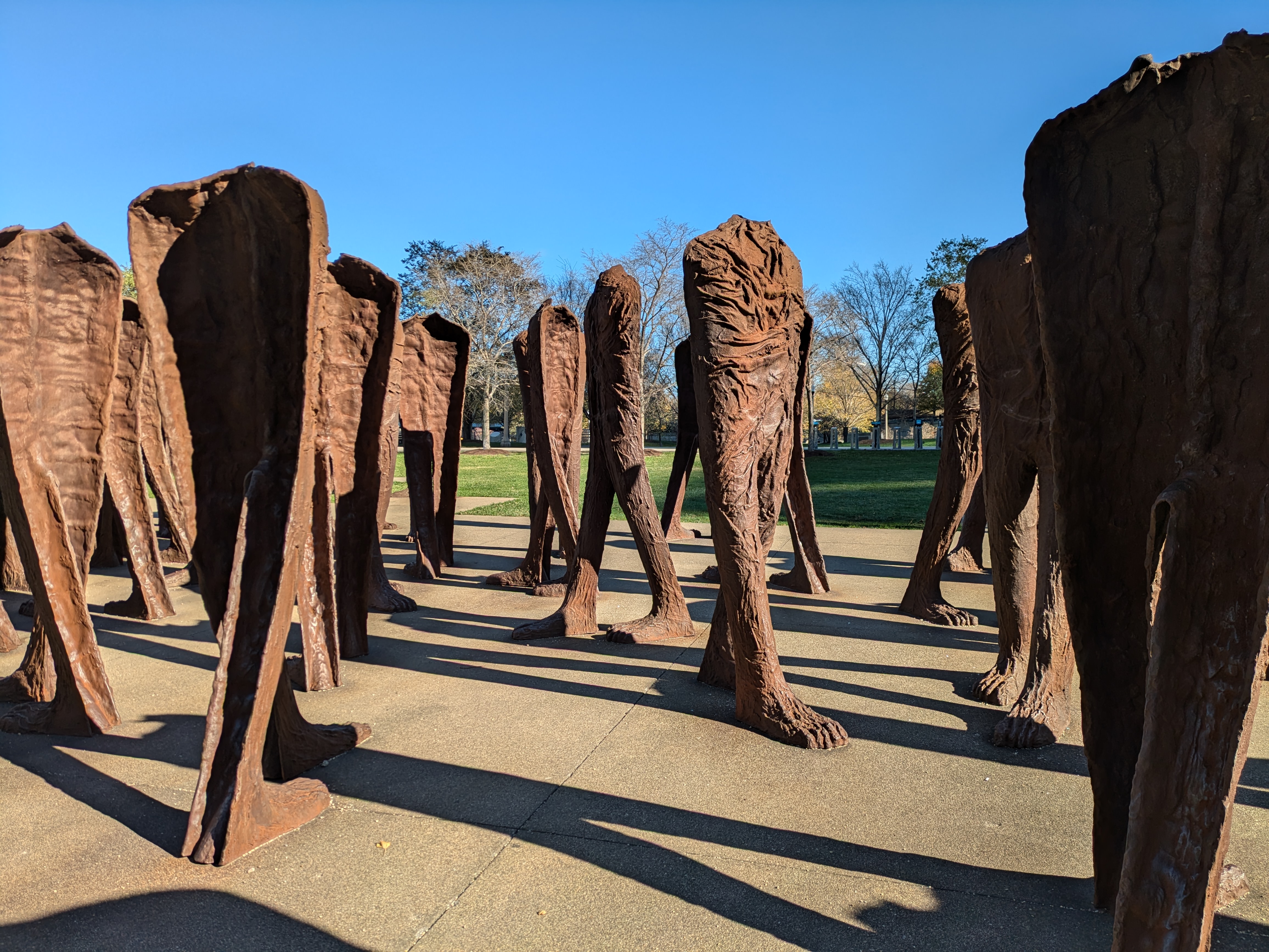 A series of legs made of what looks to be bronze castings